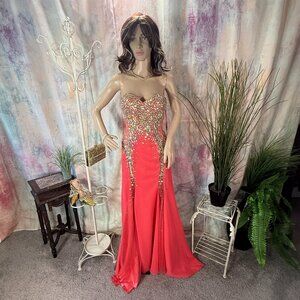 NEW📌 Cinderella Beaded Slightly Transparent Parts Strapless Prom - Formal Gown